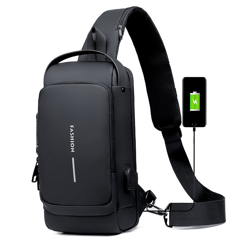 Anti-Theft Chest Shoulder Bag ( Black )